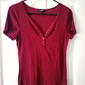 Burgundy V-neck